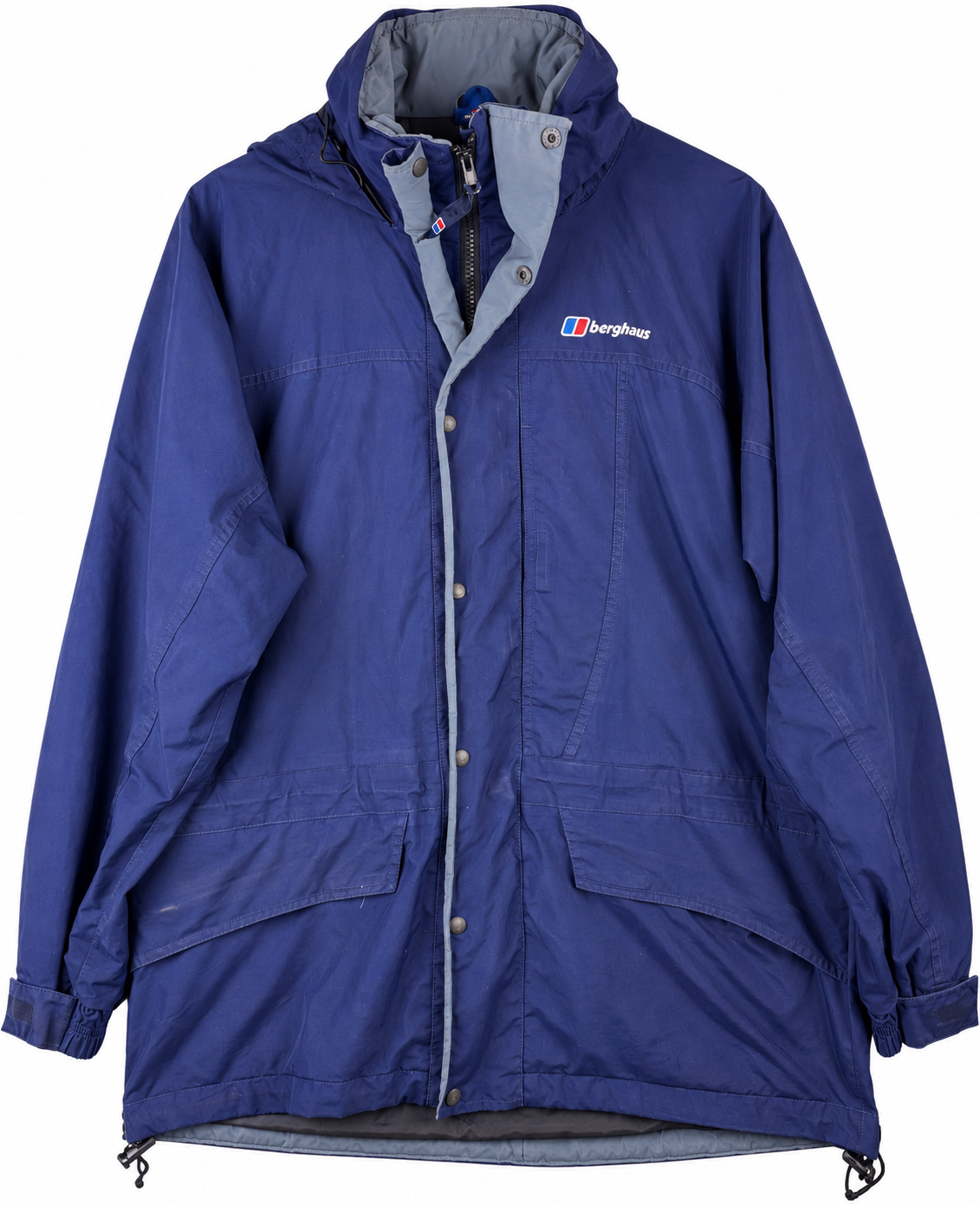 Vintage Berghaus Mens Small Navy Blue Waterproof Hiking Outdoor Jacket Coat