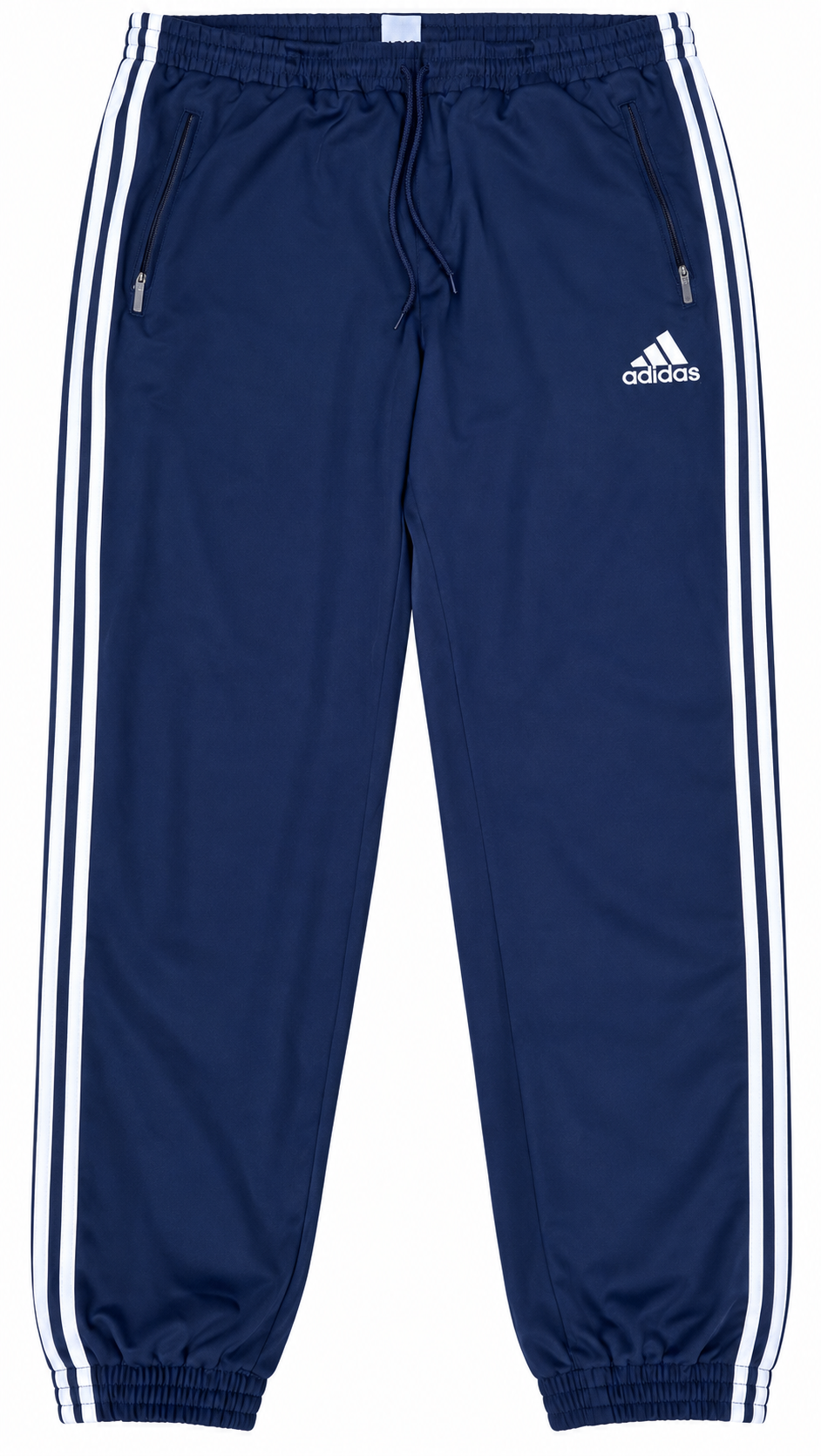 Adidas Navy Blue XL 90’s 3 Stripe Bottoms Joggers Track Pants Zip Pockets