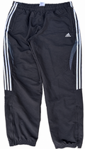 Adidas Mens Tracksuit Bottoms XL Black 3 Stripe Joggers Track Pants Zip Ankle