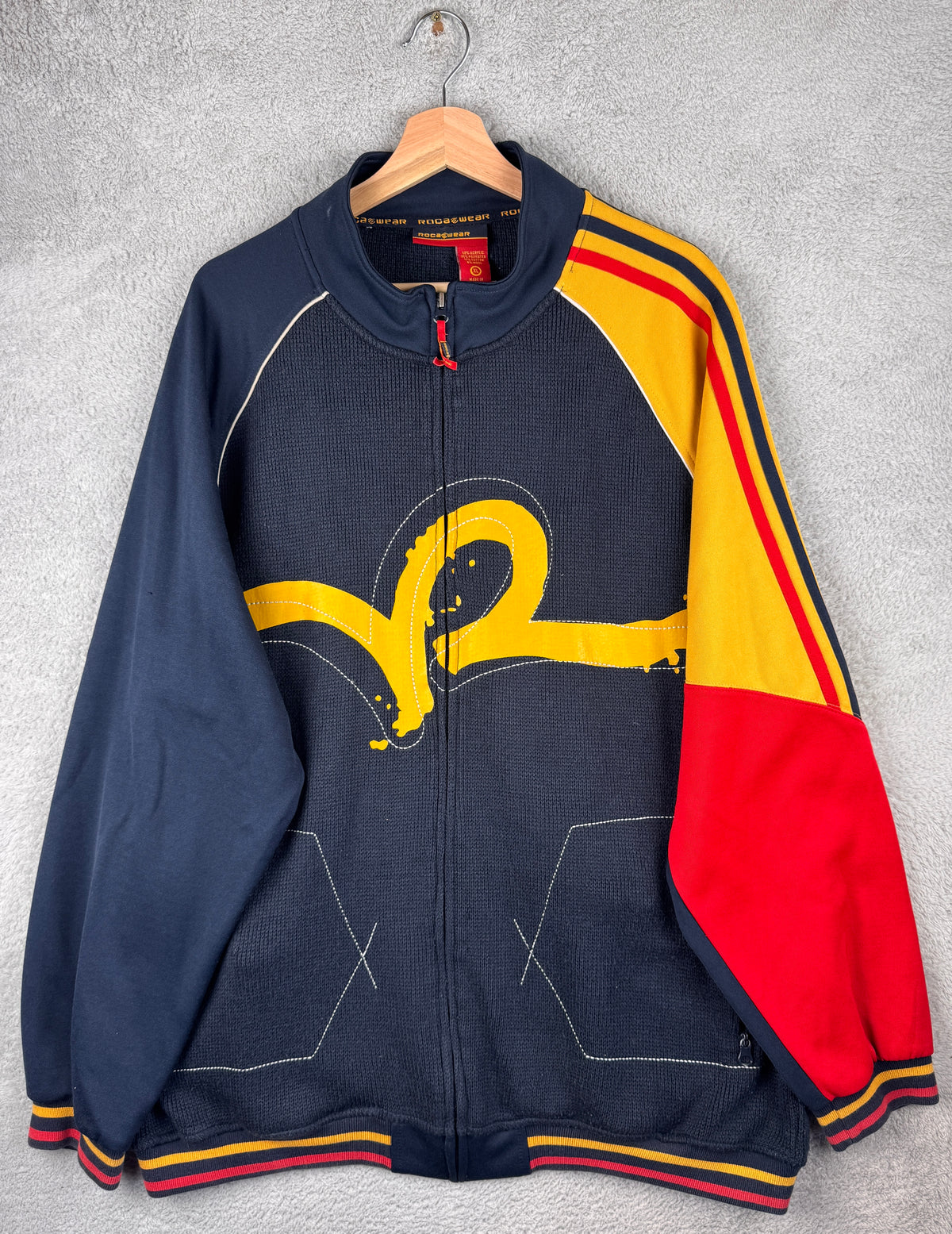 Rocawear Mens XL Navy Full Zip Track Jacket Y2K Hip Hop Streetwear