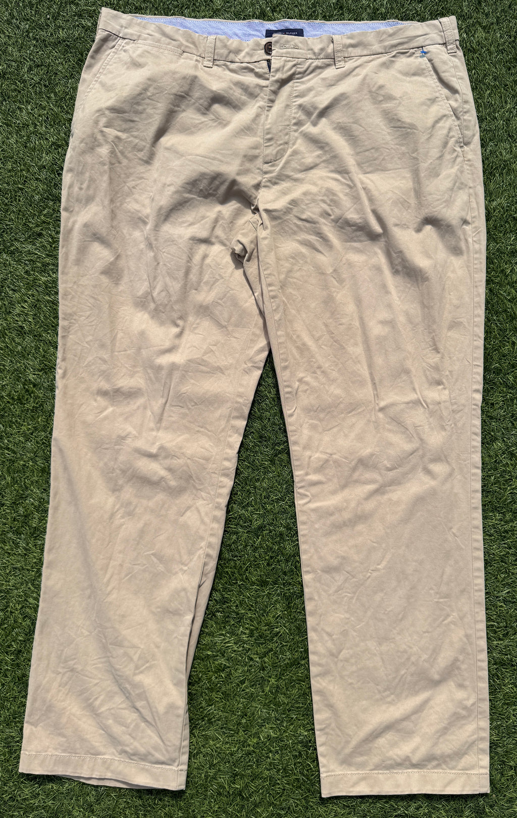 Tommy Hilfiger Mens Chino Trousers Beige W40 L32 Cotton Smart