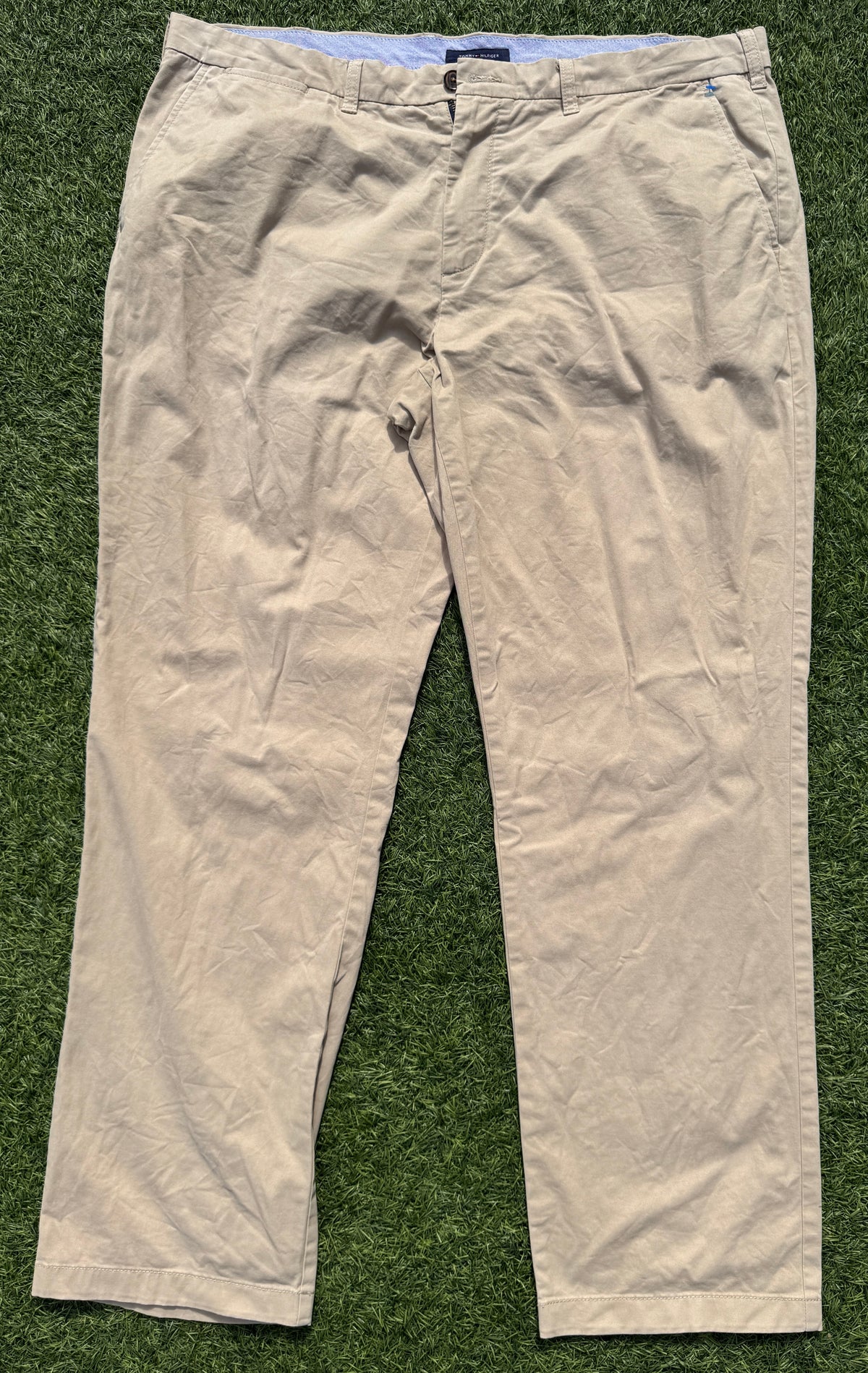 Tommy Hilfiger Mens Chino Trousers Beige W40 L32 Cotton Smart