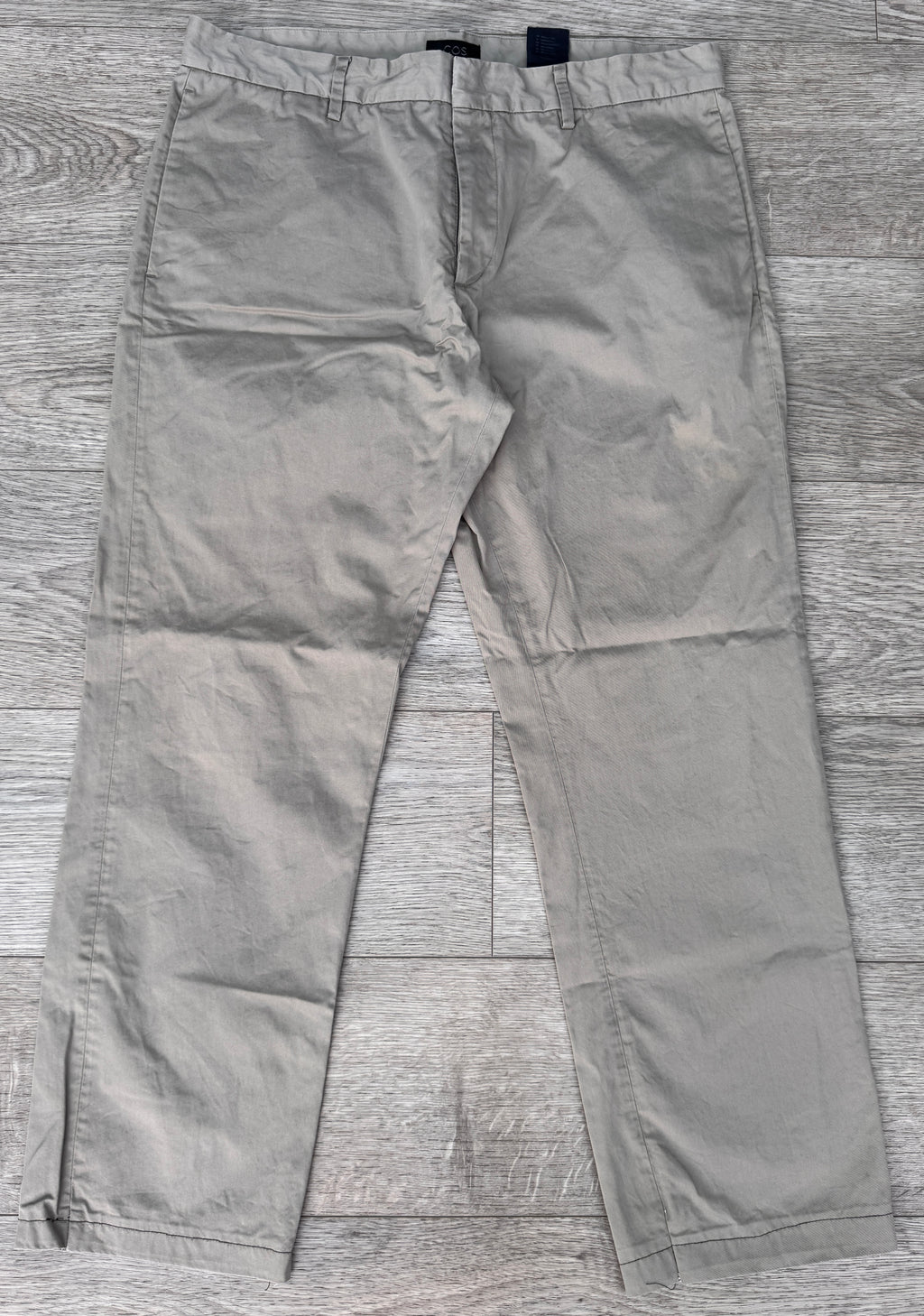 COS Mens Chino Trousers Size W36 L28 Beige Stone Straight Leg Smart