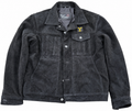 Mens Vintage Black Suede Leather Trucker Jacket Western Ranch Y Patch Size Large