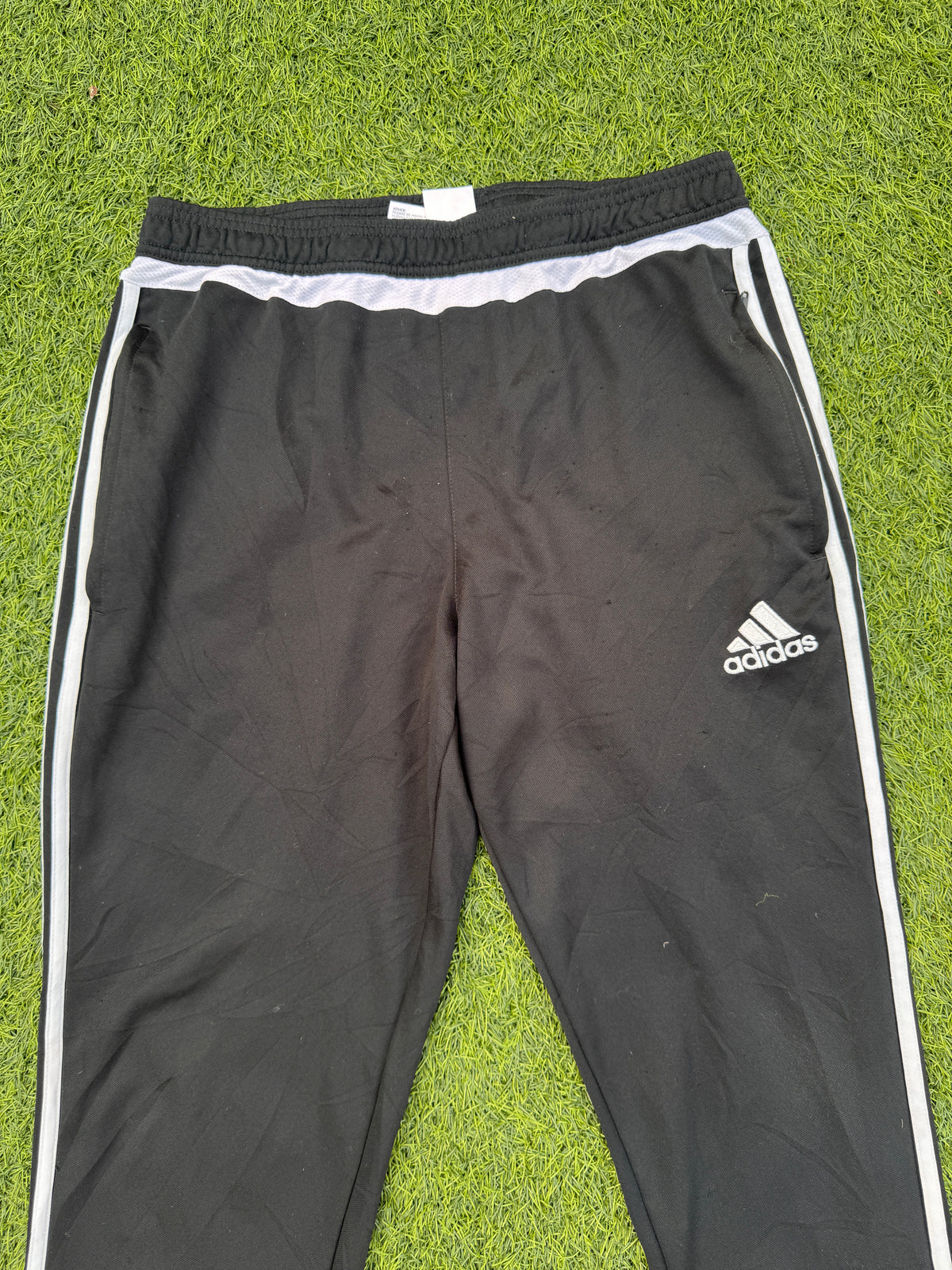 Adidas Clima Mens Track Pants Size Large Black White 3 Stripe Tracksuit Bottoms