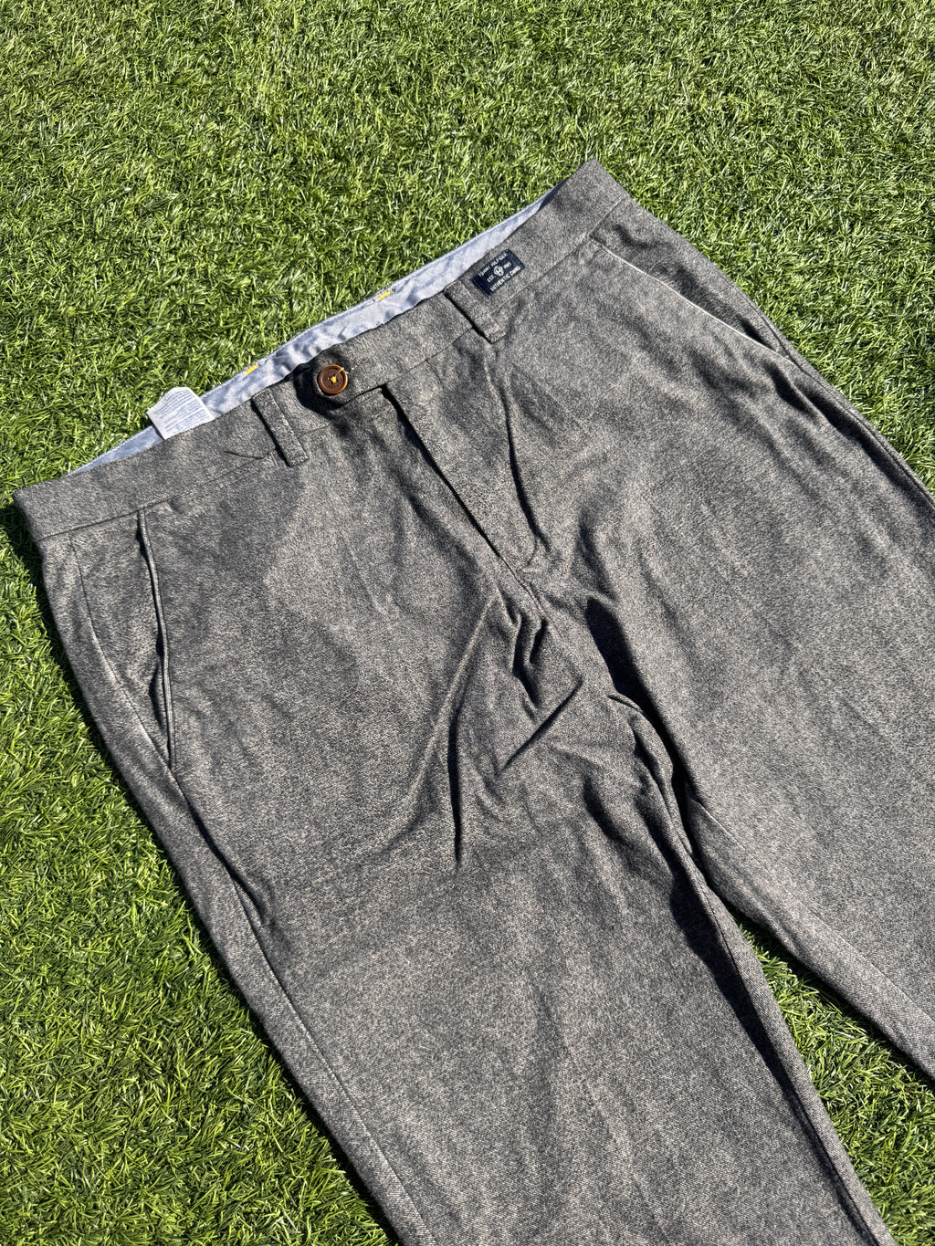Tommy Hilfiger Mens Chino Trousers Grey Textured Cotton Straight Leg W34 L32
