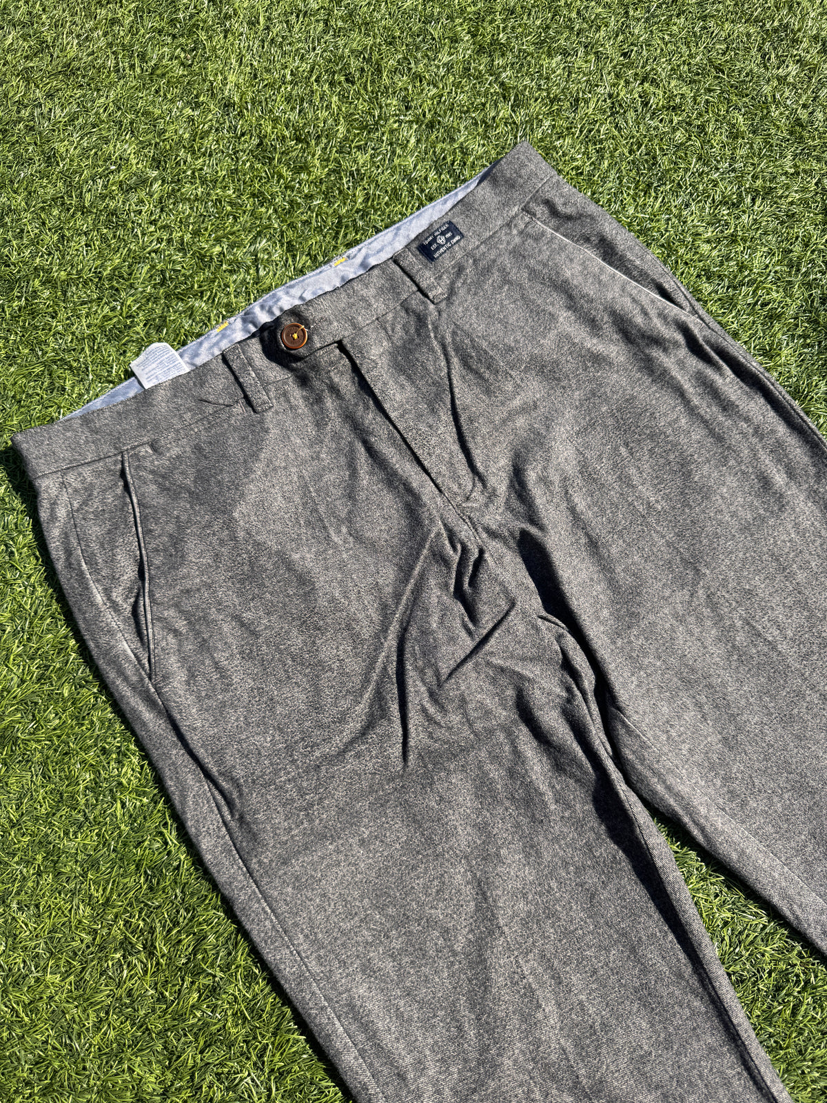 Tommy Hilfiger Mens Chino Trousers Grey Textured Cotton Straight Leg W34 L32
