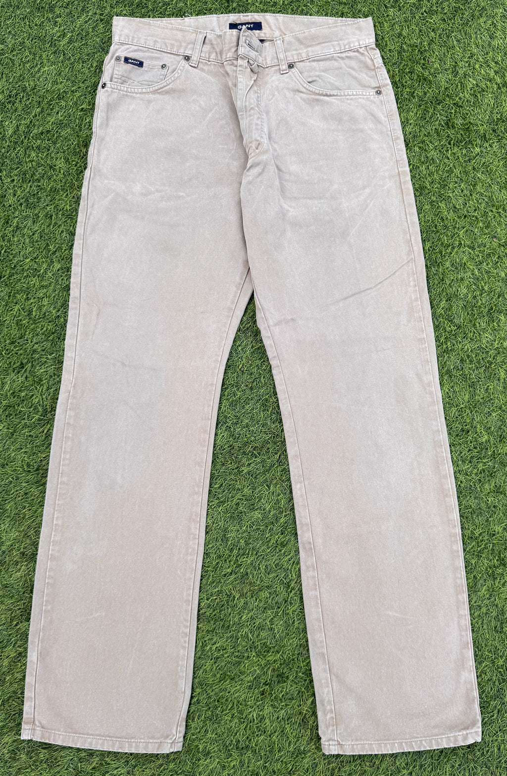 GANT Jason Mens Jeans W32 L32 Beige Stone Regular Fit Straight Leg