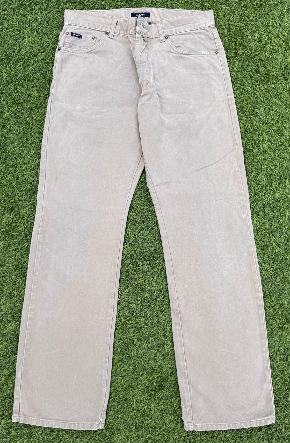GANT Jason Mens Jeans W32 L32 Beige Stone Regular Fit Straight Leg