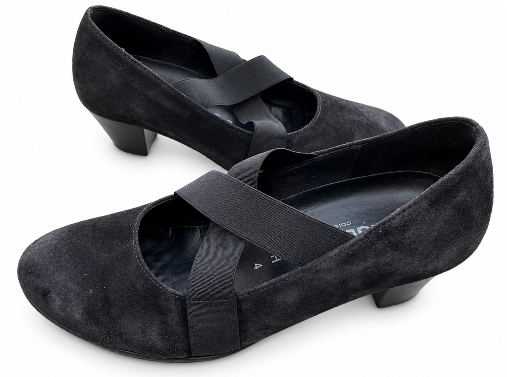 Gabor Womens Black Mary Jane Court Shoes UK 4 Crossover Strap Low Heel