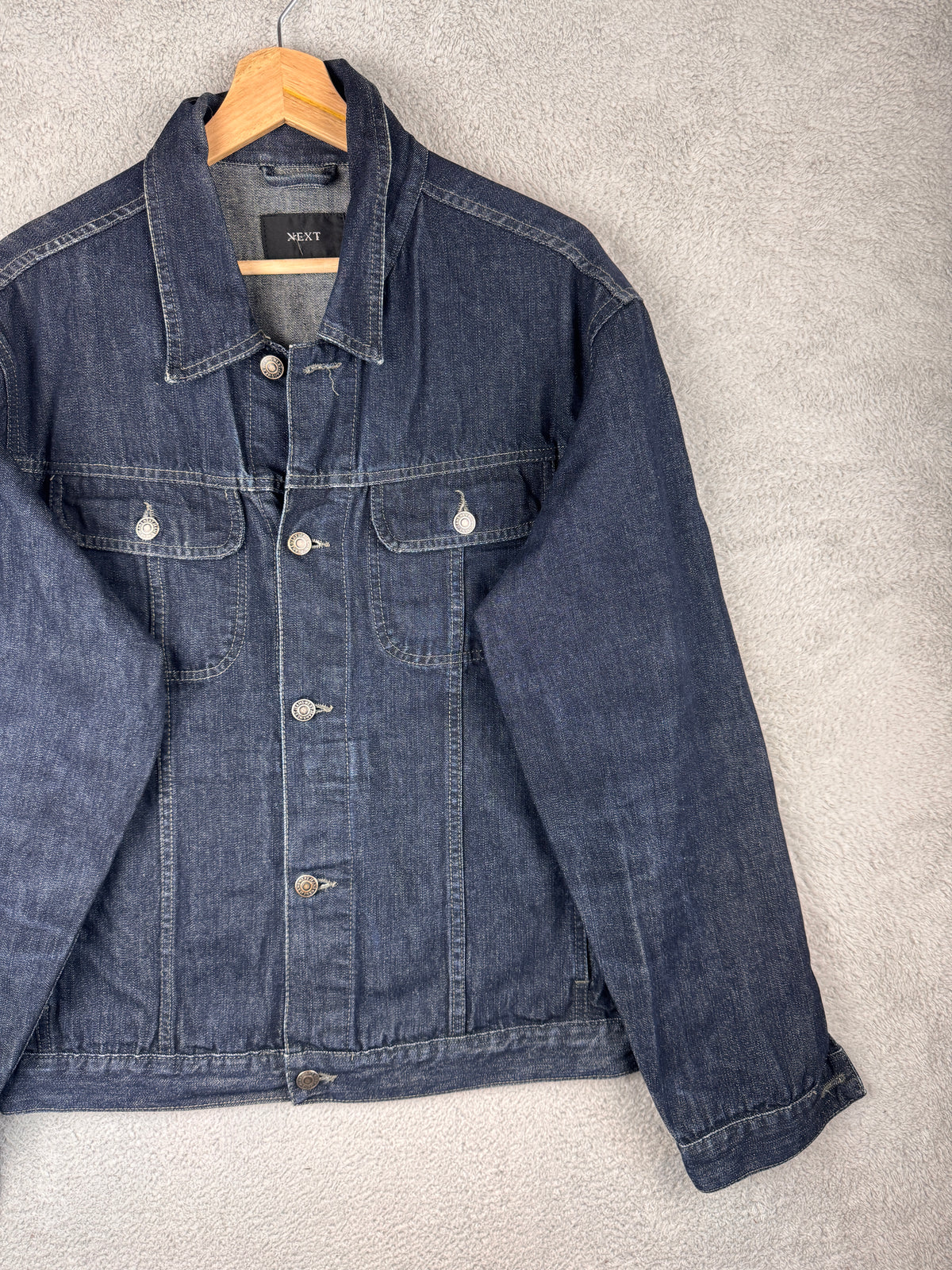 Next Womens Denim Jacket Large Dark Blue Indigo Trucker Western