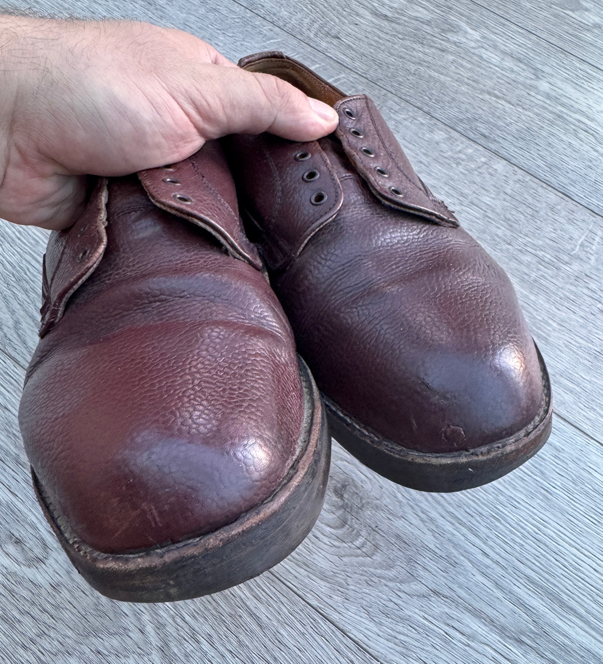 Vintage Joseph Cheaney Mens Brown Leather Derby Shoes UK 8 Made England