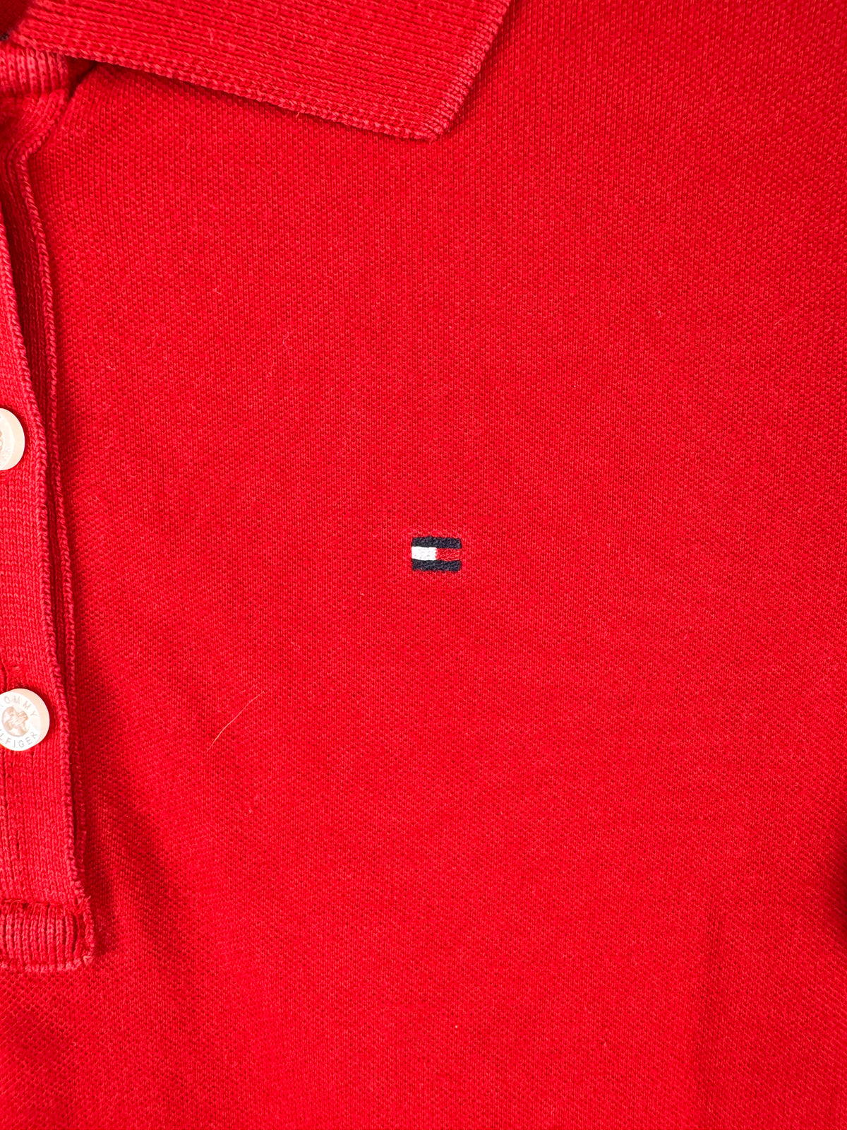 Tommy Hilfiger Womens Small Red Polo Shirt Long Sleeve Rugby