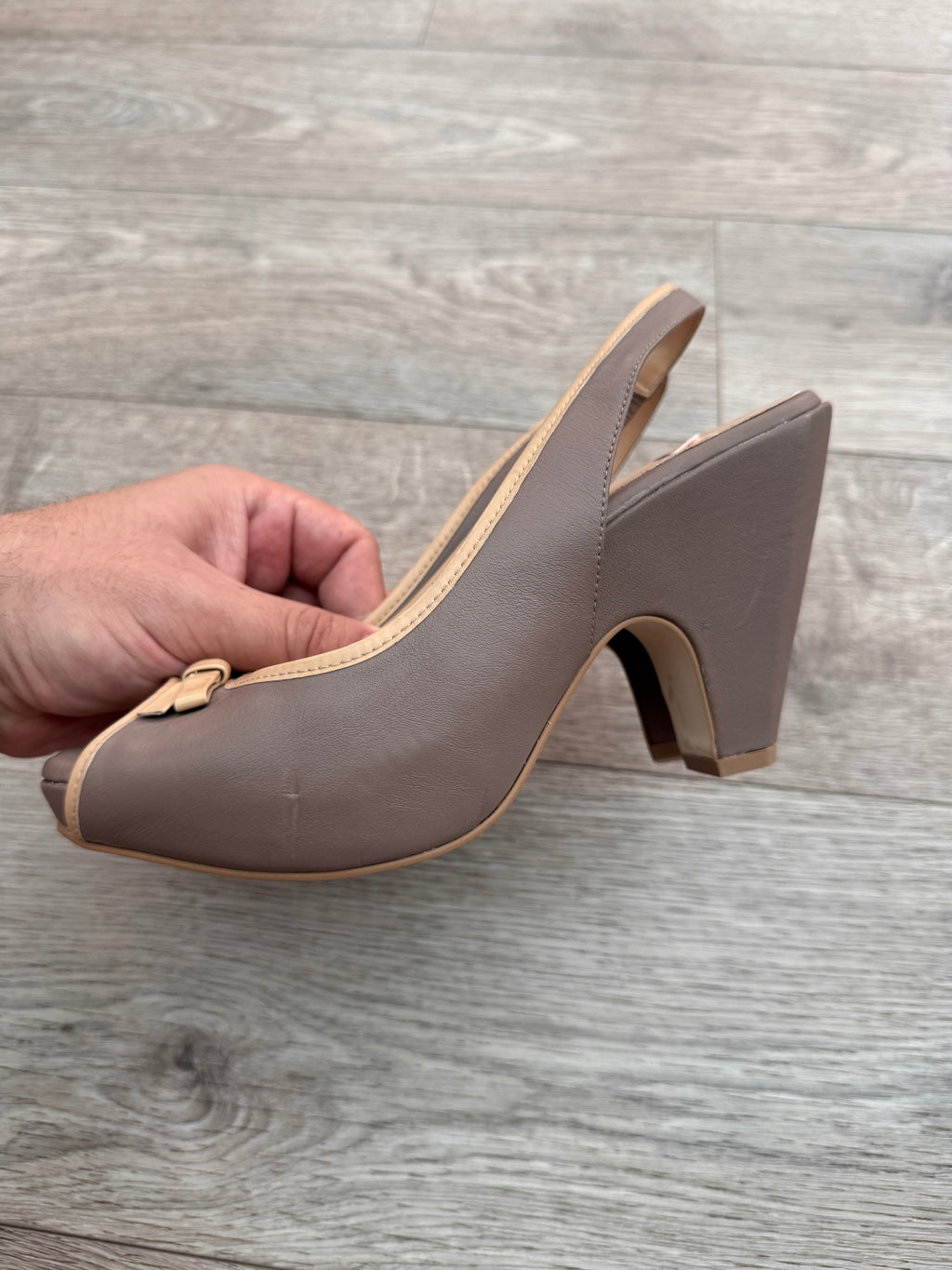Bronx So Today Womens Heels UK 5 EU 38 Brown Beige Peep Toe Slingback