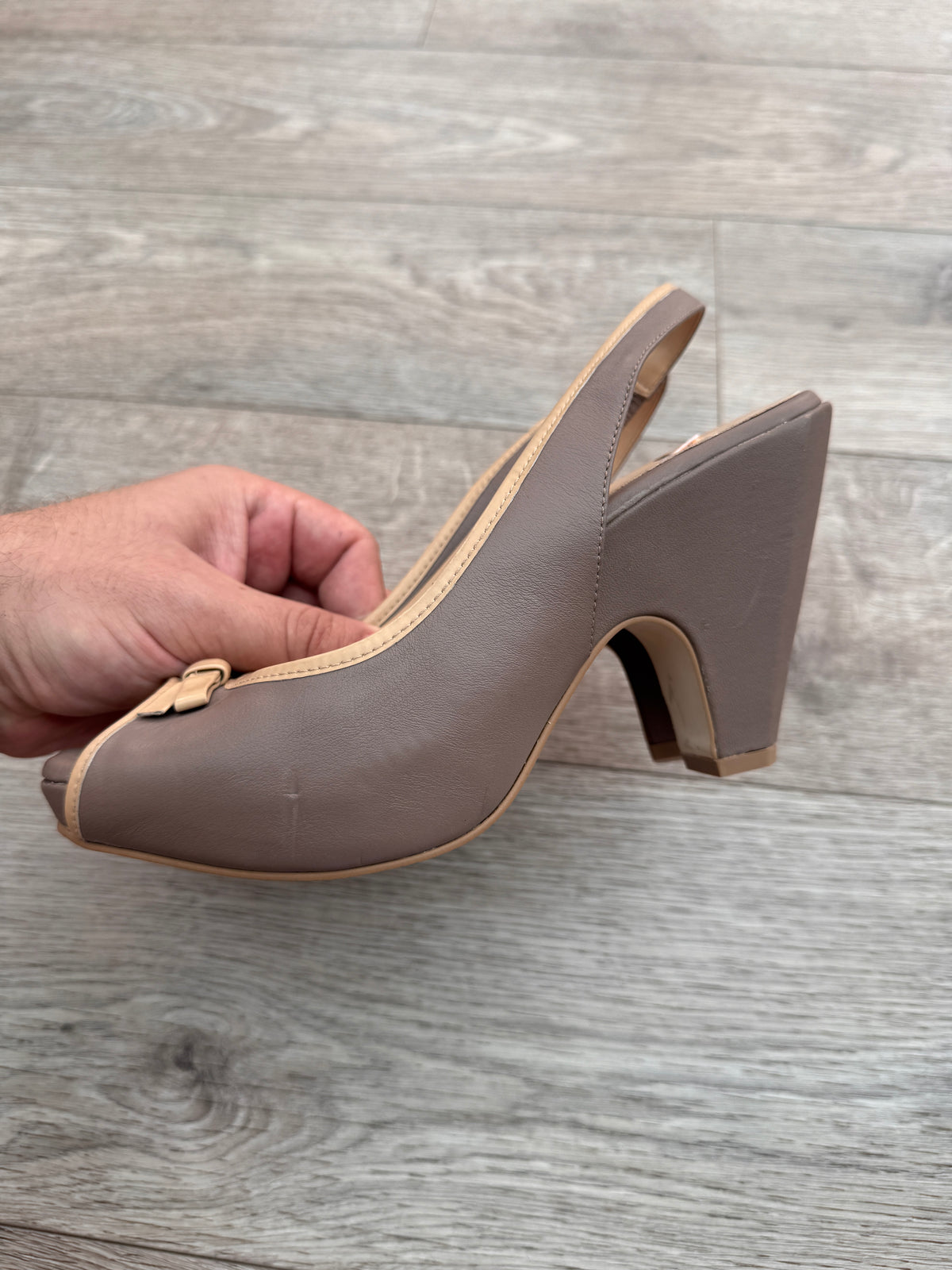 Bronx So Today Womens Heels UK 5 EU 38 Brown Beige Peep Toe Slingback