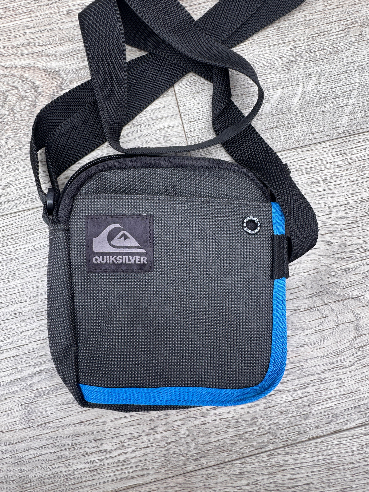 Quiksilver Small Crossbody Bag Black Blue Shoulder Flight Travel Festival Bag