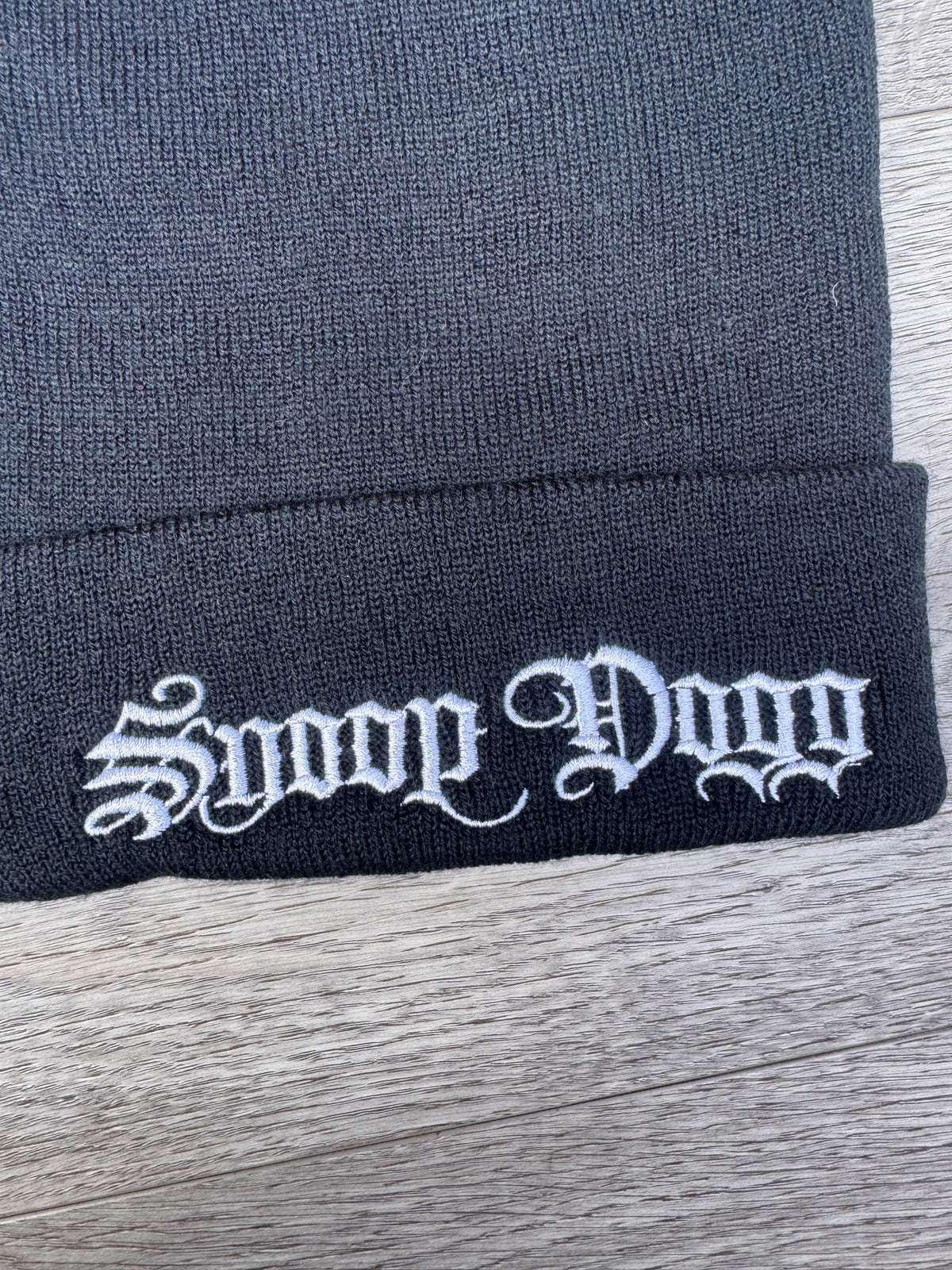 Snoop Dogg Beanie Hat Black White Embroidered Logo Hip Hop Rap
