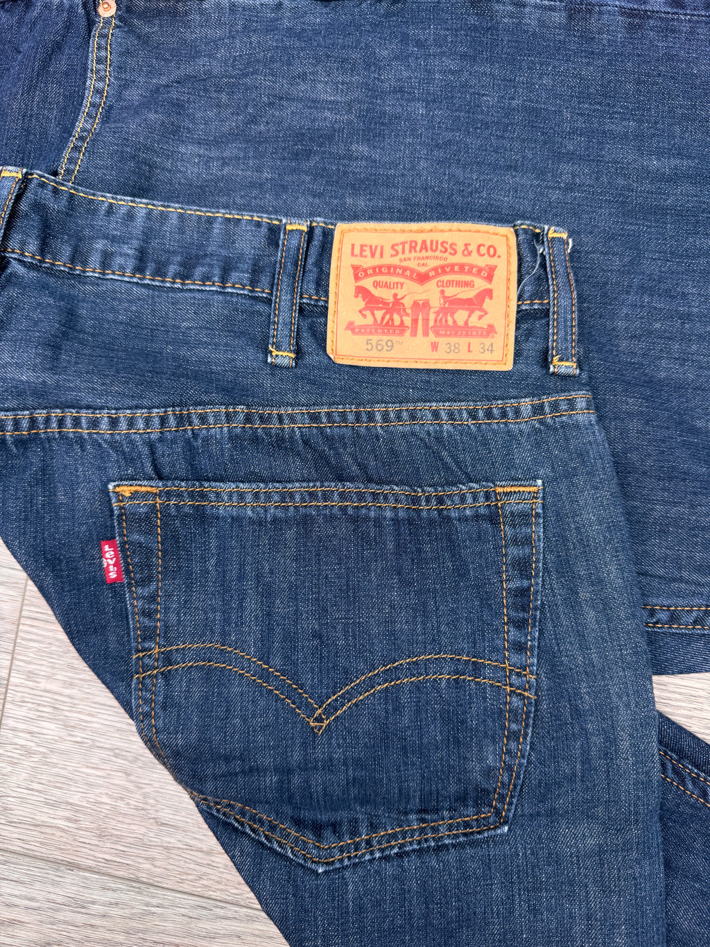 Levi’s 569 Jeans Mens W38 L34 Dark Blue Loose Straight Leg Denim Relaxed Fit