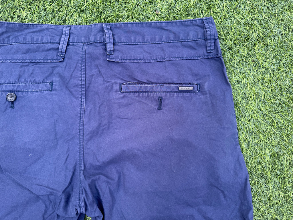 Diesel Mens Chino Shorts Navy Blue Cotton Casual Summer W 33
