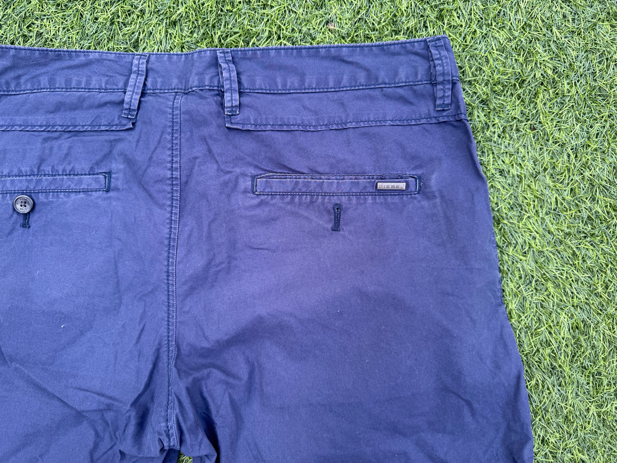 Diesel Mens Chino Shorts Navy Blue Cotton Casual Summer W 33