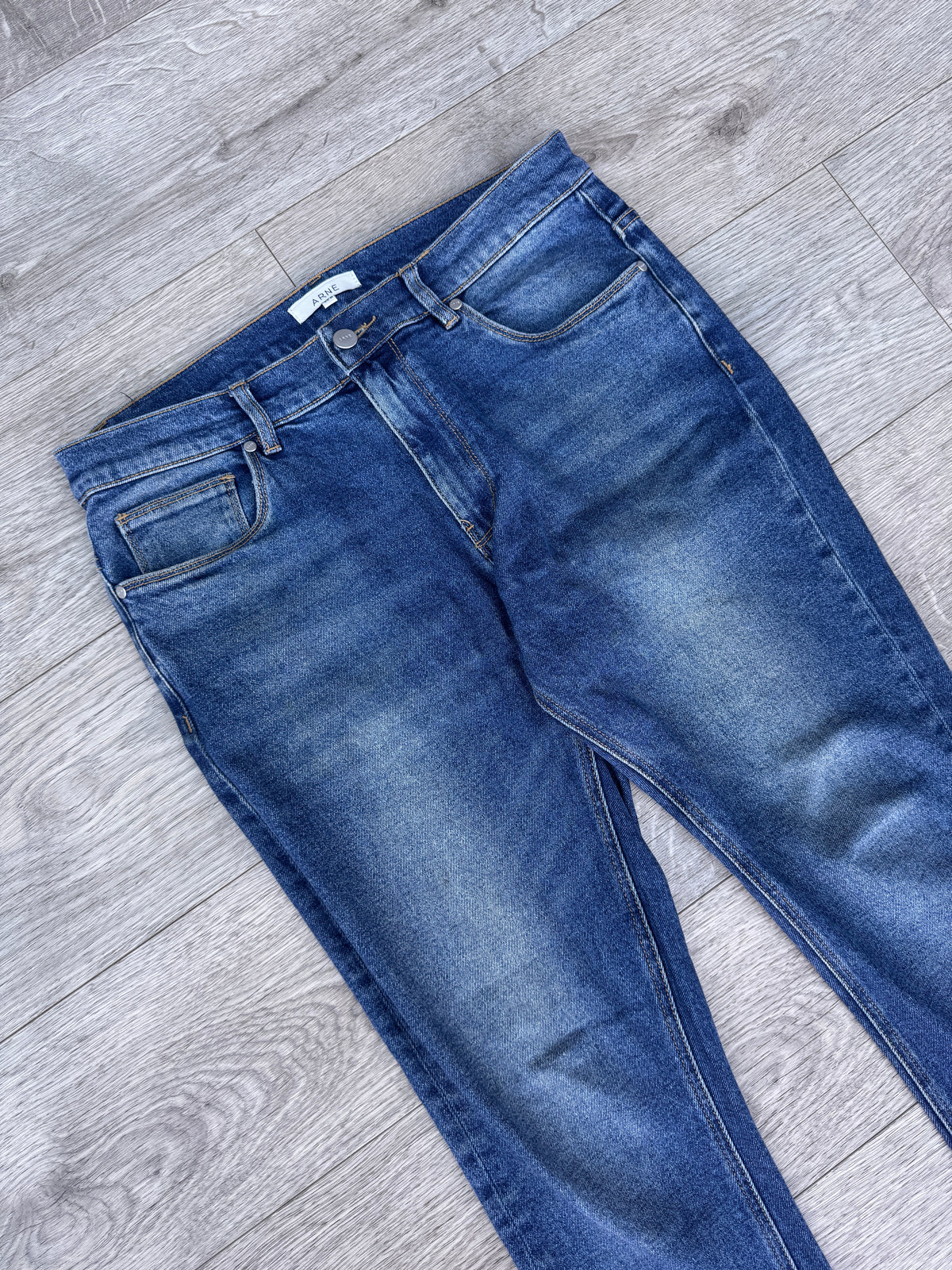 ARNE Mens Jeans W32 L30 Blue Denim Slim Fit Tapered Leg
