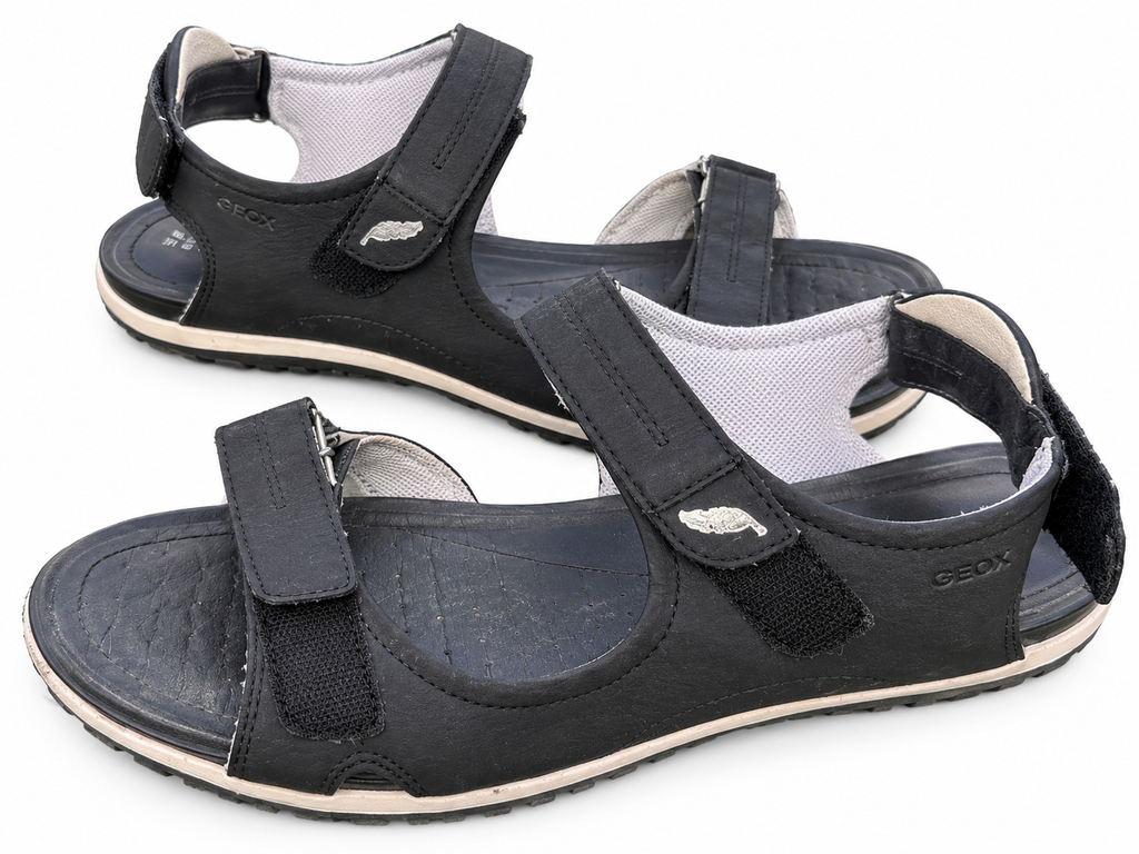 Geox Respira Womens Black Leather Walking Sandals UK 5