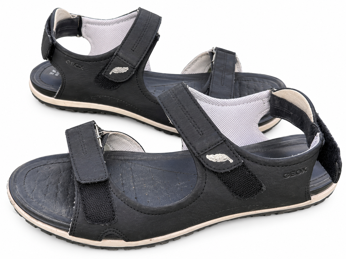 Geox Respira Womens Black Leather Walking Sandals UK 5