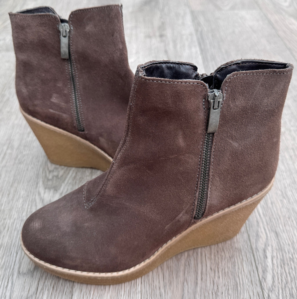 NEXT Womens Brown Suede Wedge Ankle Boots UK 6.5