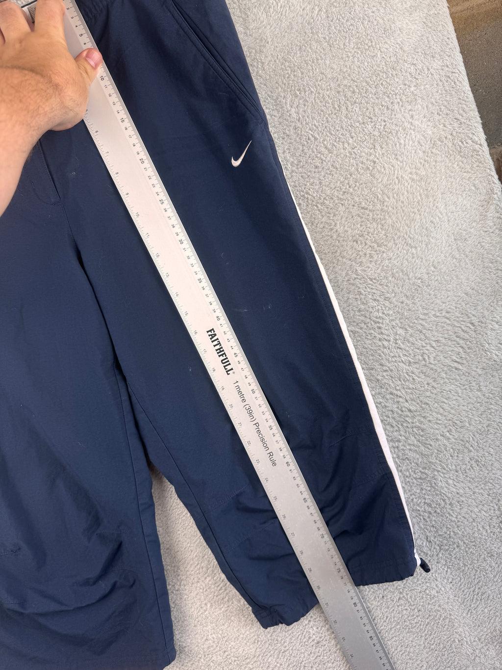 Nike Air Mens XL Navy 3/4 Track Pants Cropped Trousers Y2K Retro Swoosh