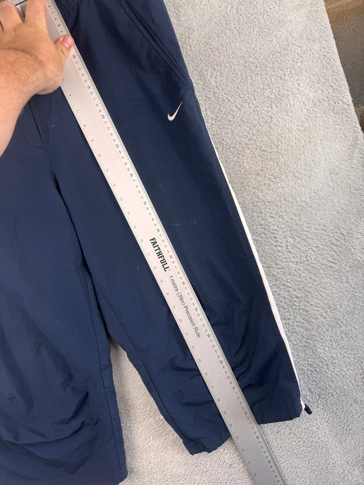 Nike Air Mens XL Navy 3/4 Track Pants Cropped Trousers Y2K Retro Swoosh