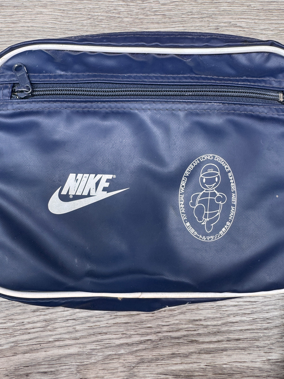 Vintage Nike Japan World Veteran Runners Shoulder Bag Navy Swoosh Retro 80s