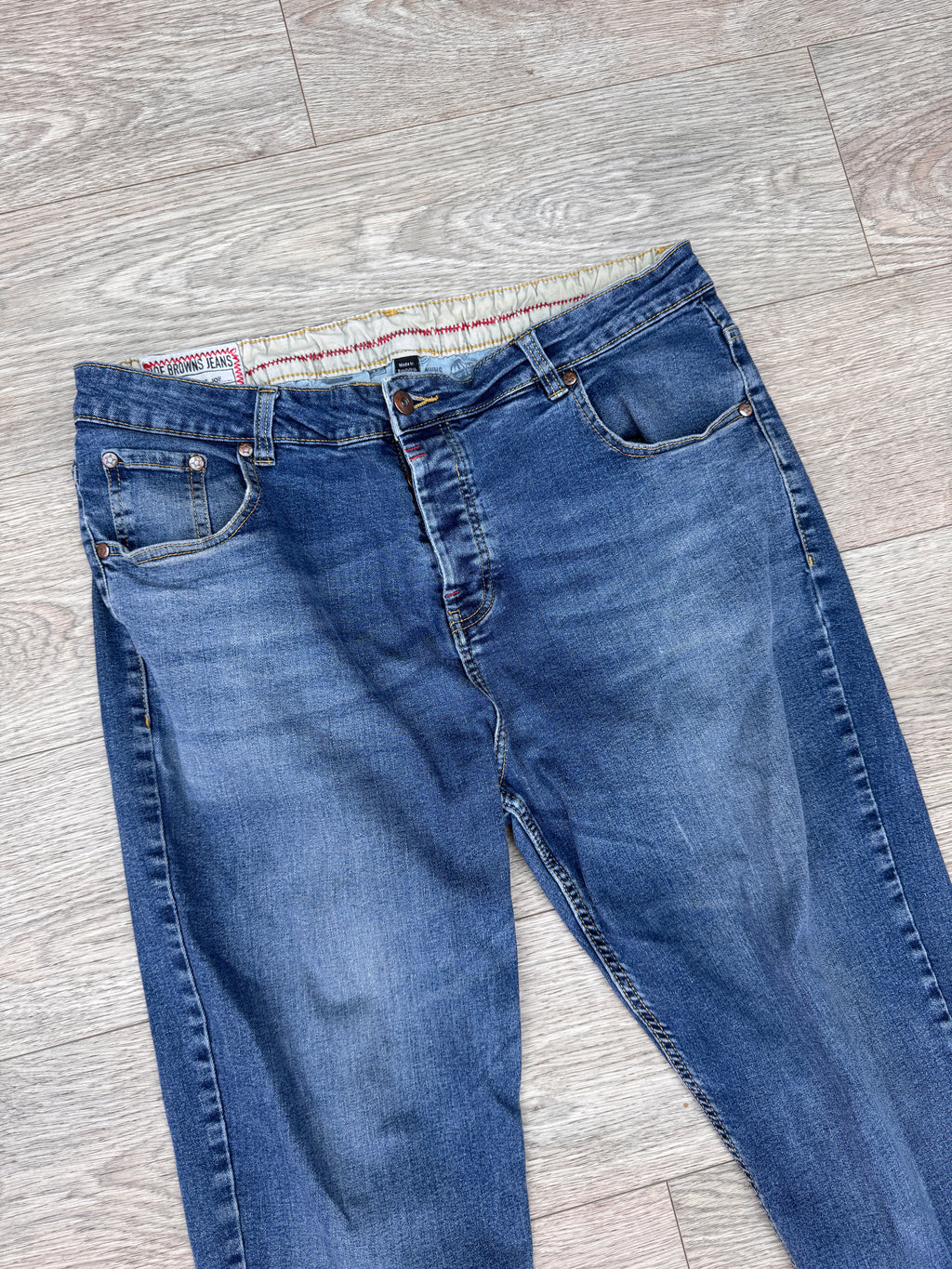 Joe Browns Mens Straight Leg Jeans W36 L28 Blue Denim Stretch Faded
