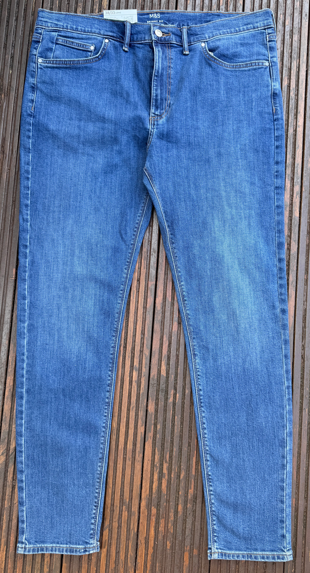 M&S Mens Skinny Fit Jeans W38 L33 Blue Denim Stretch