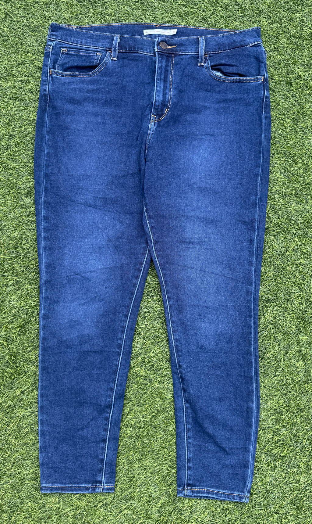 Levis 720 Womens Jeans W31 L 26 High Rise Super Skinny Crop Blue Stretch