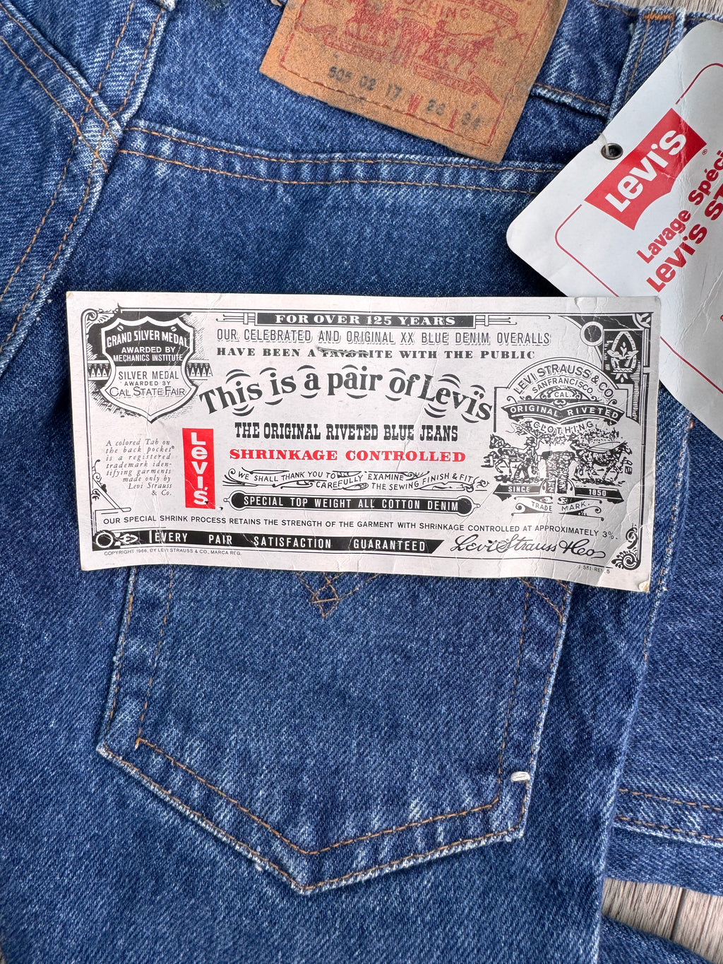 Vintage Levi’s 502-03 Jeans W28 L34 Made France Deadstock NOS Tags 80s