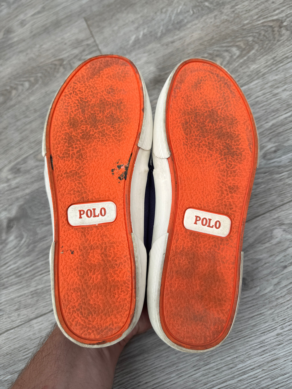 Polo Ralph Lauren Faxon Mens Trainers UK 6.5 Navy Canvas Leather Lace Shoes