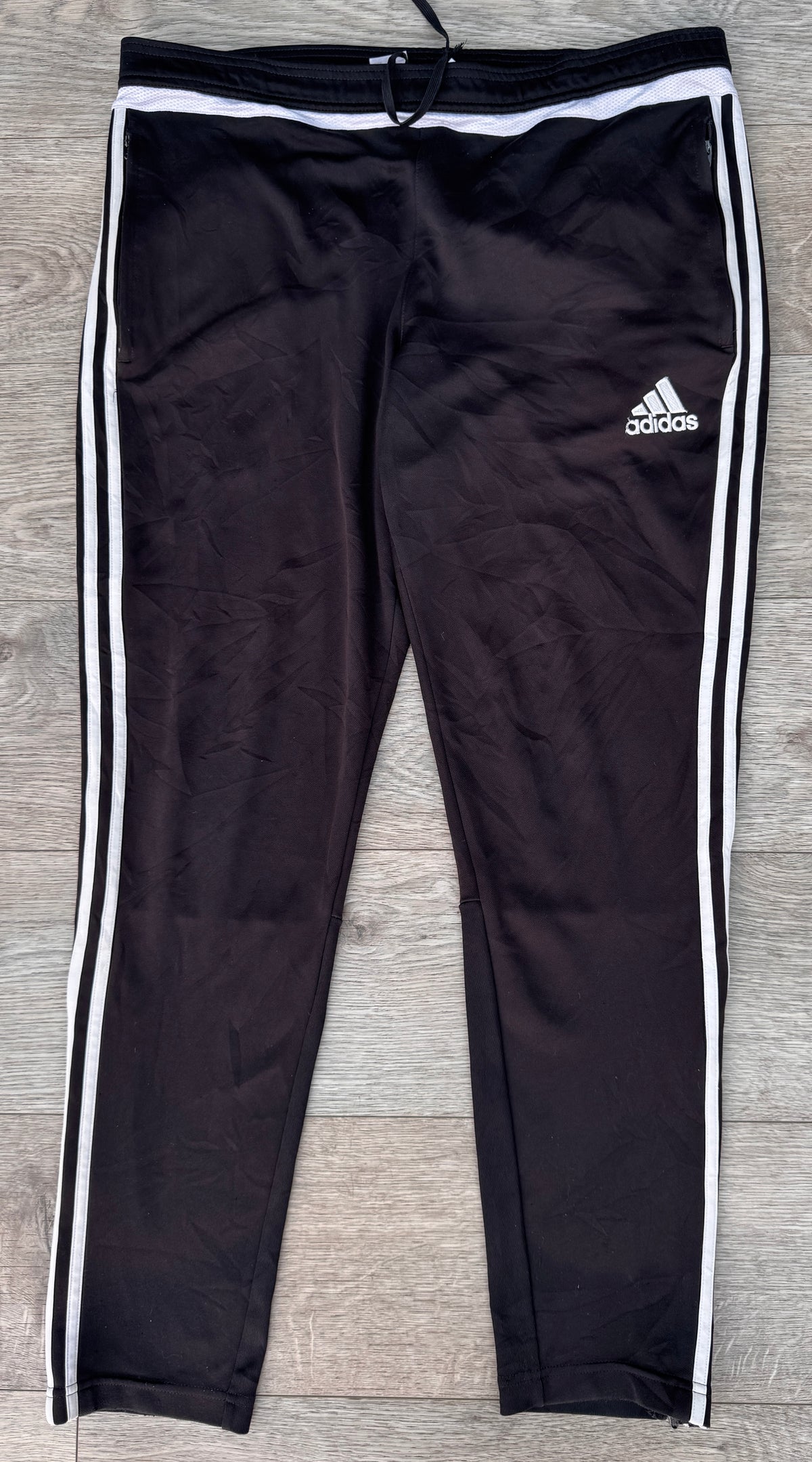 Adidas Mens Tracksuit Bottoms Large Black White 3 Stripe Training