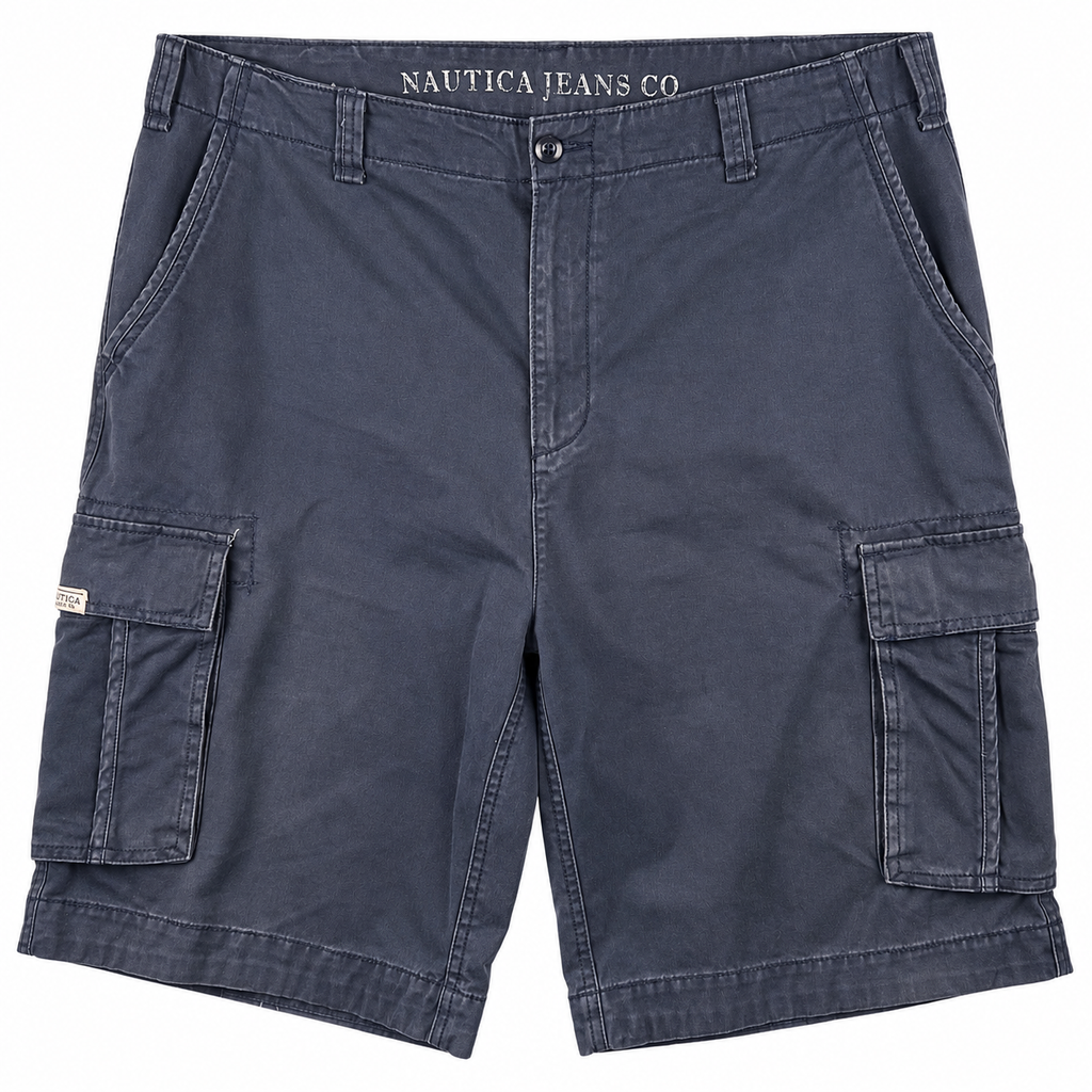 Nautica Jeans Co Mens Cargo Shorts W40 Navy Blue Cotton Utility Combat