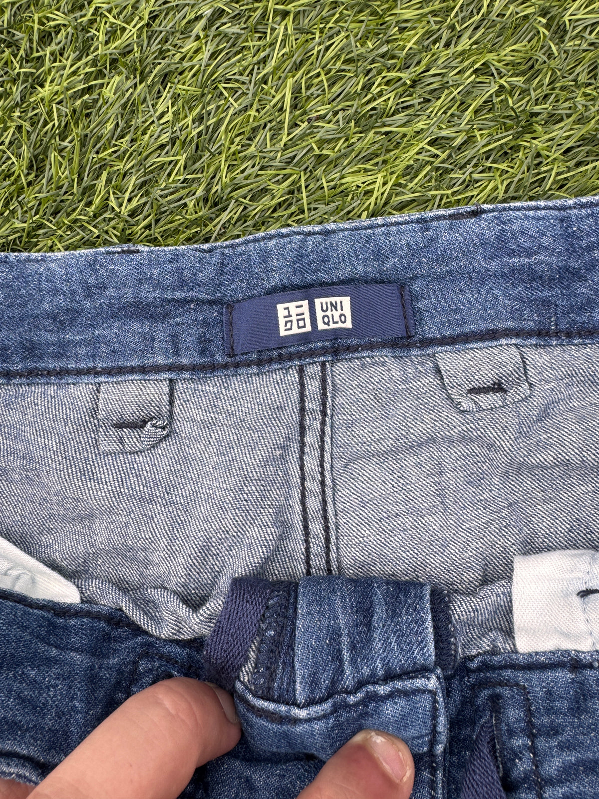 Uniqlo Blue Denim Jeans W36 L 30 Wide Straight Leg Relaxed Fit