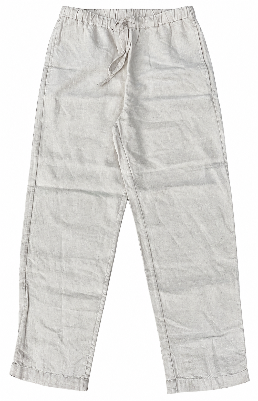 Orvis Womens Linen Trousers Size Small 6/8 L 27 Beige Cream Drawstring Wide Leg