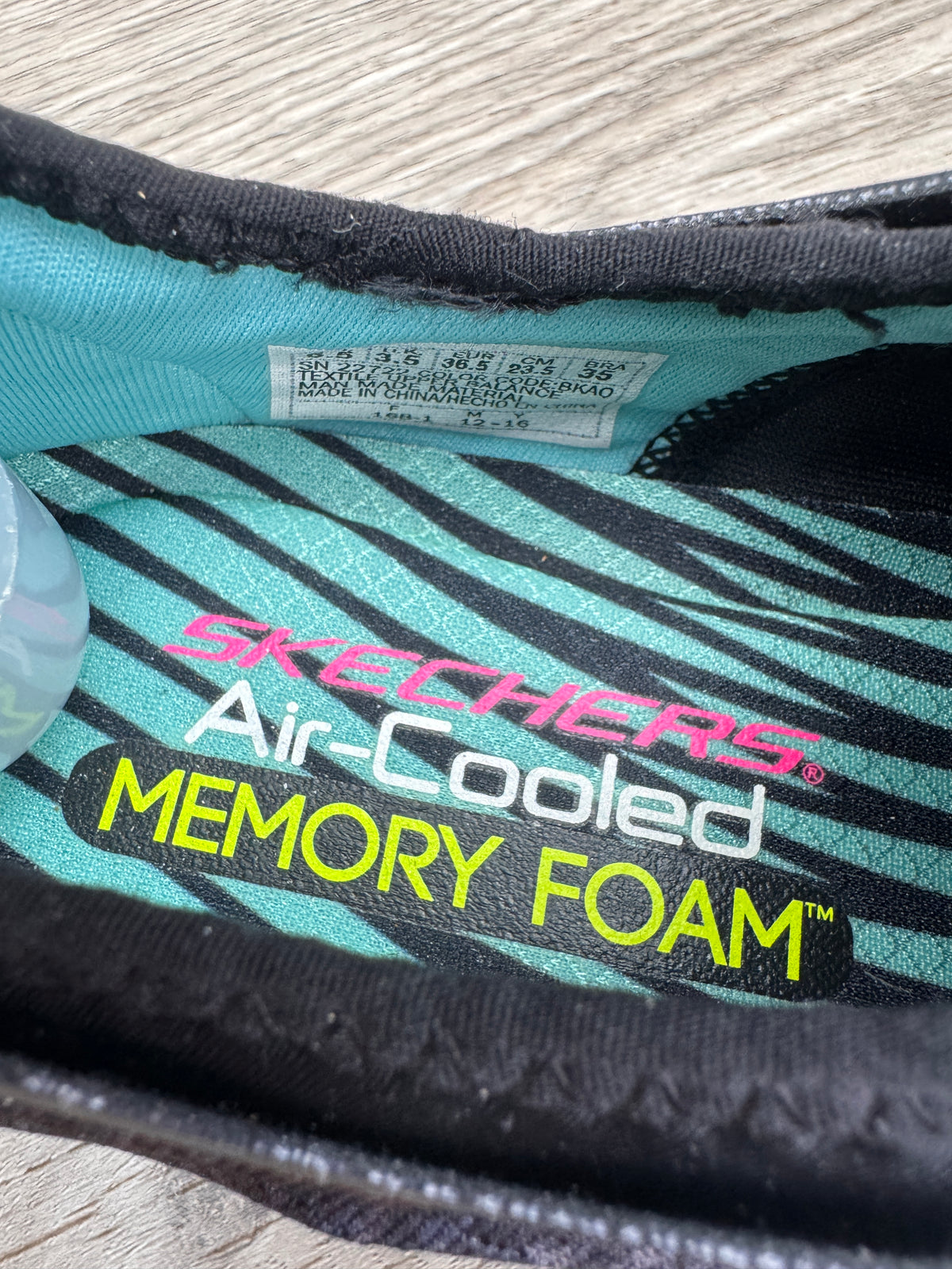 Skechers Stretch Fit Womens Trainers UK 3.5 Black Turquoise Memory Foam