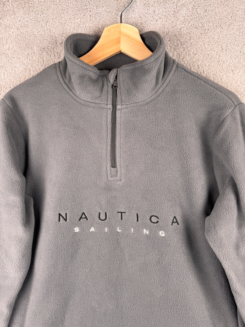 Nautica Sailing Mens Medium Grey Quarter Zip Fleece Jumper Pullover