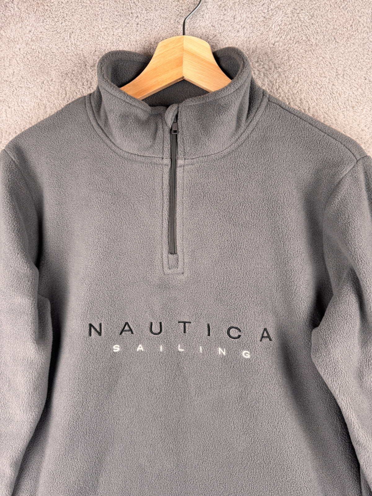 Nautica Sailing Mens Medium Grey Quarter Zip Fleece Jumper Pullover