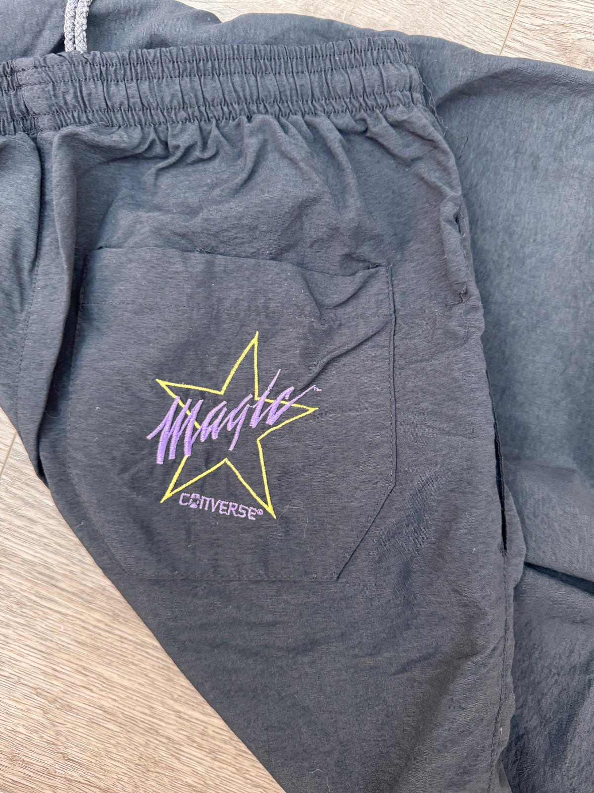 Vintage Converse All Star Track Pants Black Purple Yellow Joggers Retro 90s