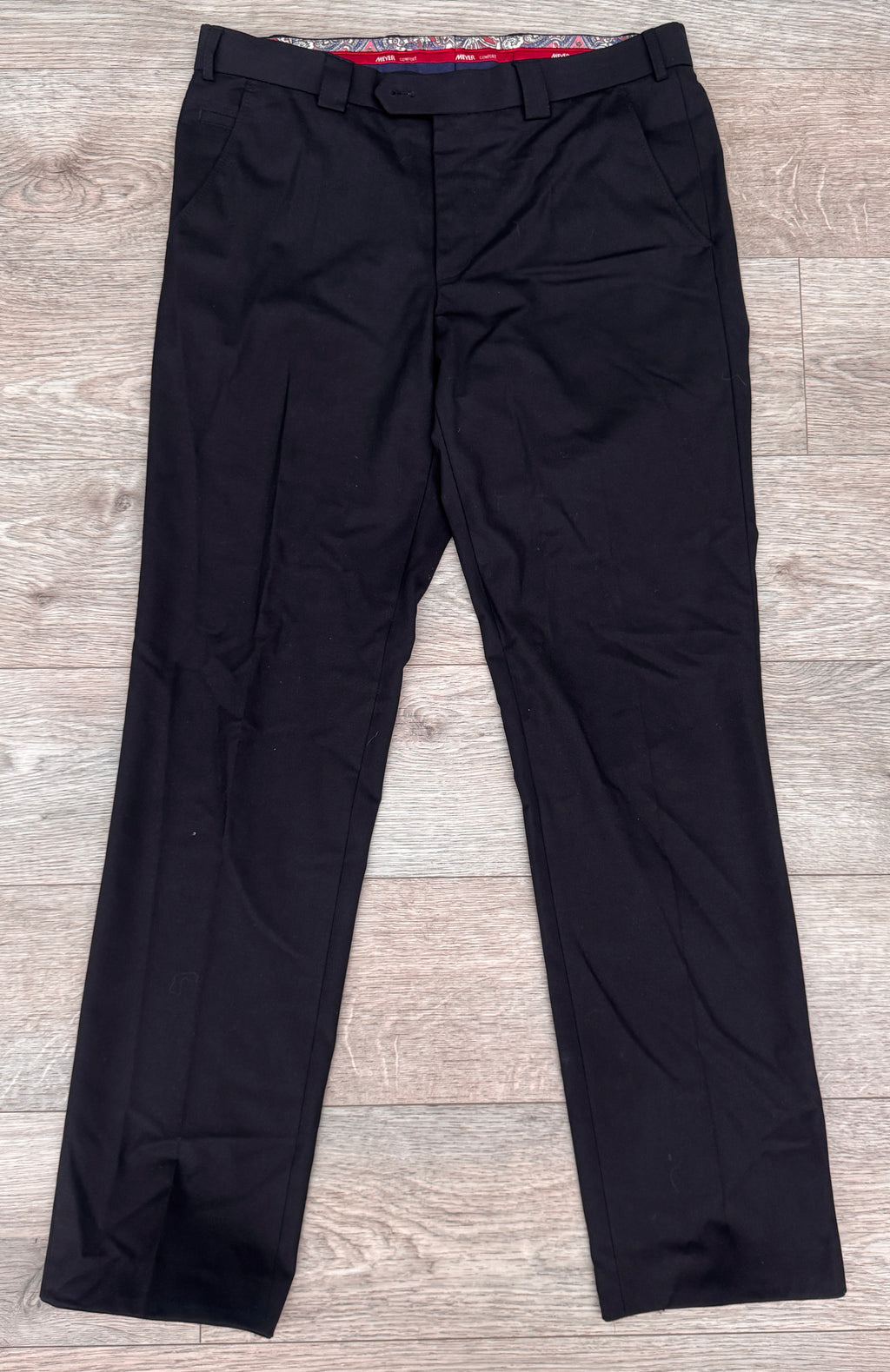 Meyer Roma Mens Trousers W36 L34 Black Smart Formal Regular Fit