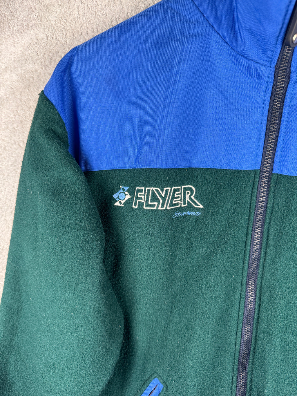 Vintage 90s Flyer Italy Mens Medium Fleece Jacket Green Blue Aconcagua 97 Retro