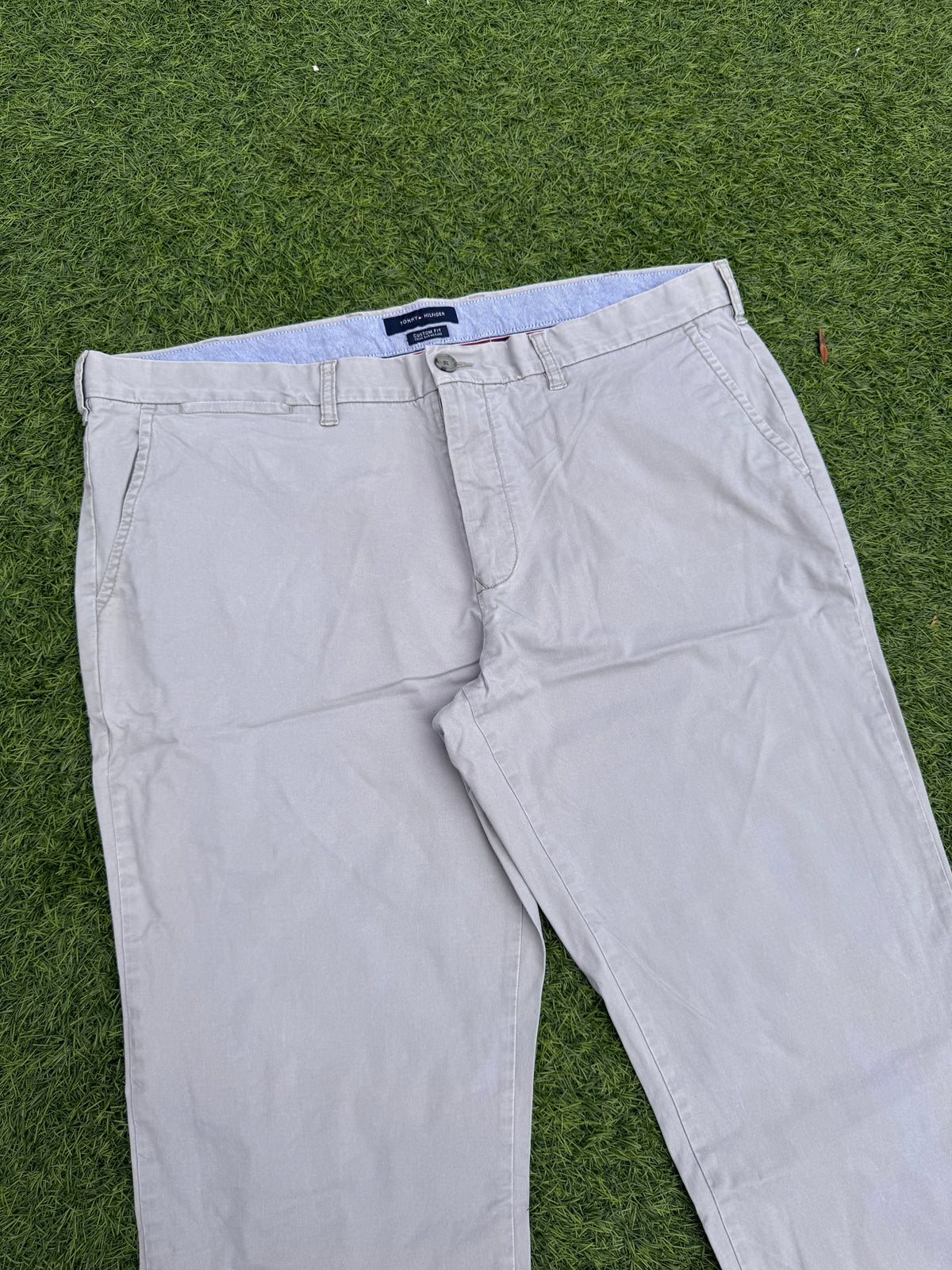 Tommy Hilfiger Mens Chino Trousers W40 L30 Grey Custom Fit Relaxed