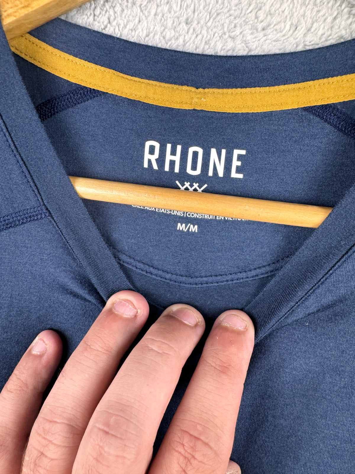 Rhone Mens Navy Blue Short Sleeve Performance Training Gym T Shirt Size Medium