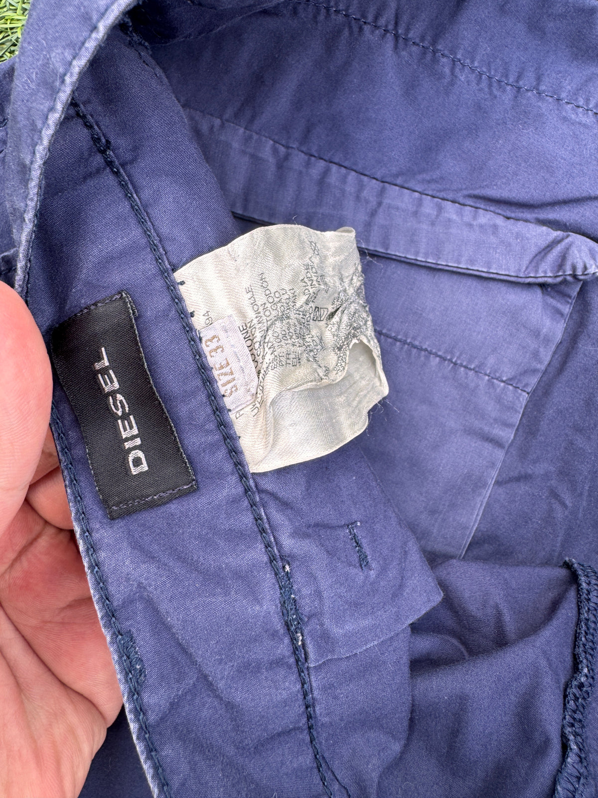 Diesel Mens Chino Shorts Navy Blue Cotton Casual Summer W 33