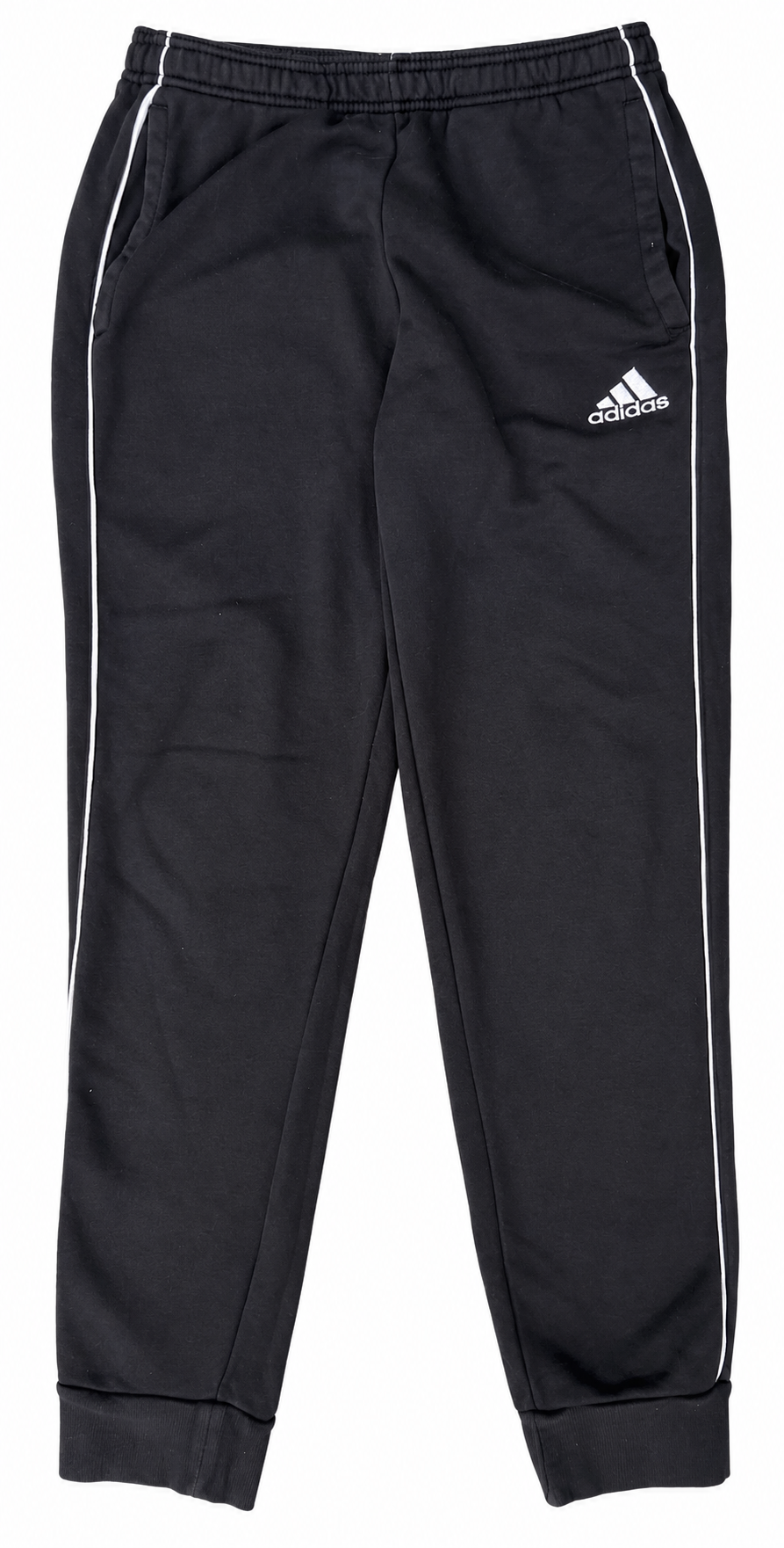 Adidas Mens Small Joggers Black White Piping Fleece Lined Tracksuit